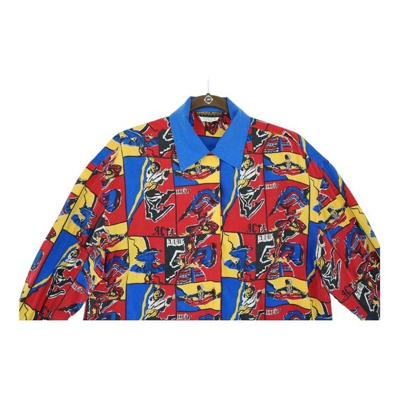 SANDRA‎ ROTH CIAOSPORT Blouse Shirt 100% Silk Vtg Colorblock Sz 6 - Picture 3 of 7